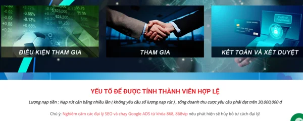 Kích chọn tham gia để đăng ký đại lý 868h khi thỏa mãn điều kiện