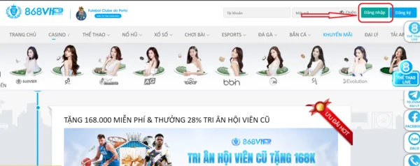 Chọn đăng nhập 868H như hướng dẫn