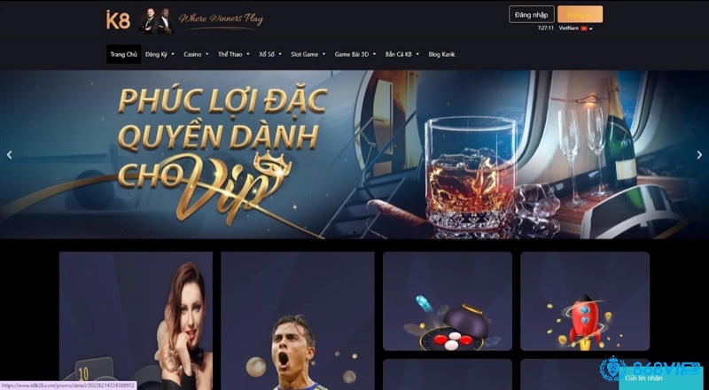 Thưởng 128% nạp đầu, tối đa 3,8 triệu VNĐ trong góp ưu đãi thành viên mới tại casino K8