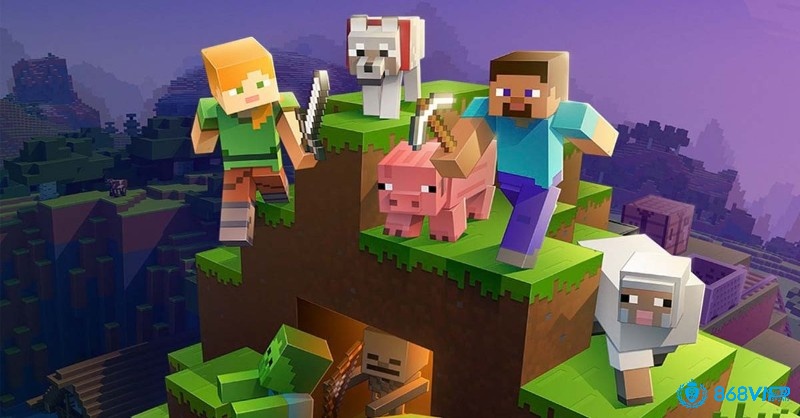 Người chơi cầm kiếm sẵn sàng đối phó với quái vật nguy hiểm trong Minecraft