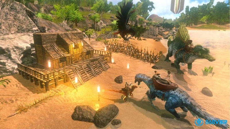 Người chơi tập trung thu thập và quản lý tài nguyên trong game sinh tồn mobile